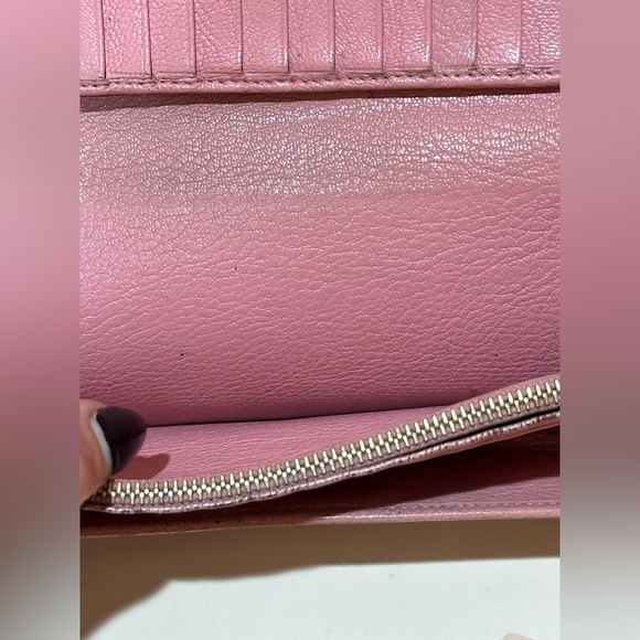 MiuMiu Bubblegum Pink Long Leather Double Snap Wallet W/original cards - Picture 7 of 14